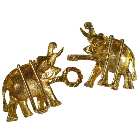 Mimi Di N 1972 Elephants Interlocking Statement Belt Buckles Vintage Gold Tone main image 6
